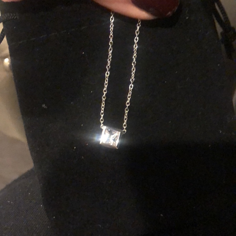 Square Cut Cubic Zirconia Necklace-NWT-Boutique - Picture 11 of 11